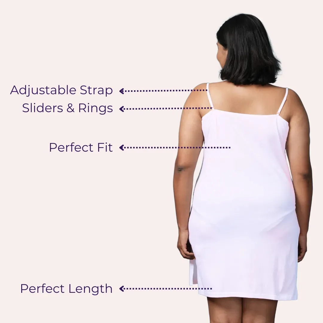 Plus Size Inner Slip For Kurti/Kurta | Adjustable Straps | Side Slits For Easy Movement | Pack Of 3