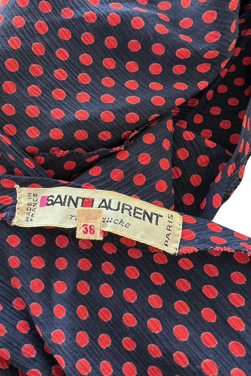 Prettiest Spring 1971 Yves Saint Laurent Documented Dotted Ruffle Skirt & Tie Halter Top Set