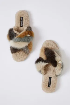 Pretty You London Womens Slider Slippers Blyss in Caramal - XL