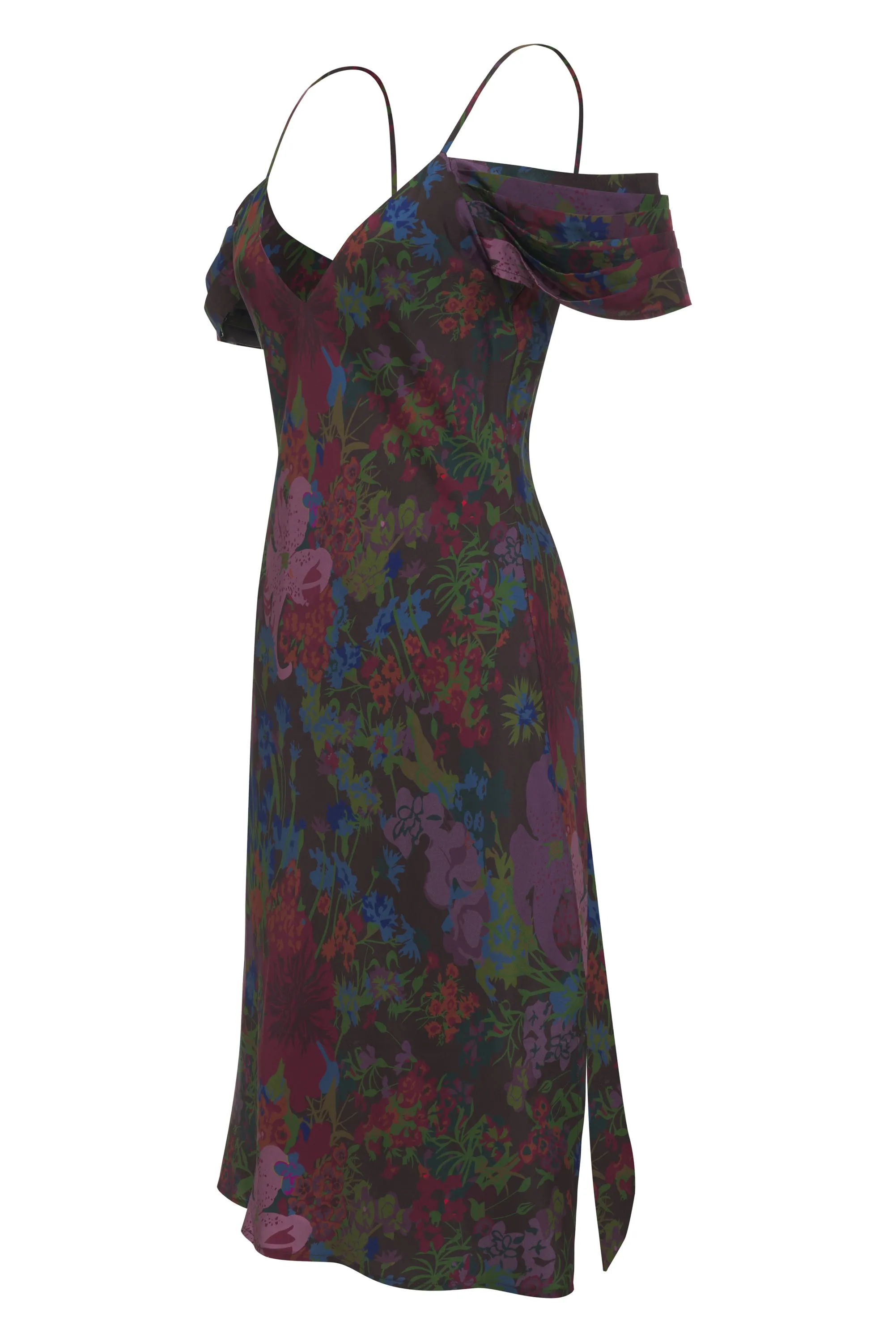 Printed Noa Mid Length Slip Dress Chocolate Winter