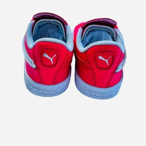 Puma Girls Pink Glitter Leather Lace up Sneakers