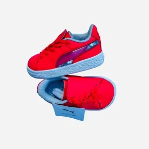 Puma Girls Pink Glitter Leather Lace up Sneakers