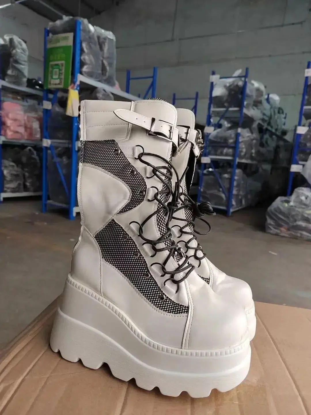 Punk Style Amazon Cross-Border Sneaker Boots – Plus Size, Thick Bottom, Medium Height, Rubber Forefoot Material, New Women’s