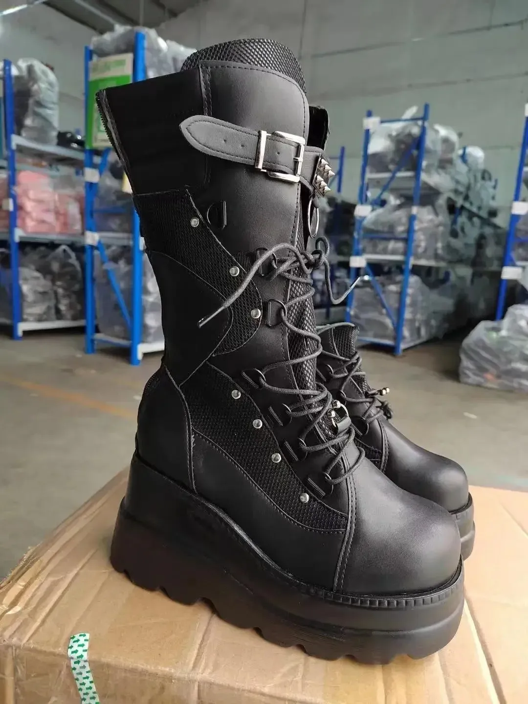 Punk Style Amazon Cross-Border Sneaker Boots – Plus Size, Thick Bottom, Medium Height, Rubber Forefoot Material, New Women’s