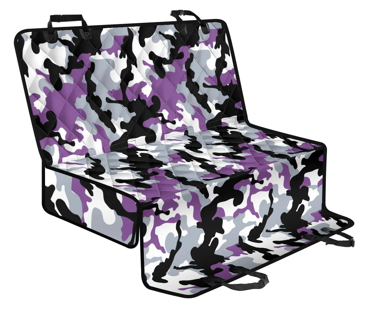 Purple, Black, Gray and White Camouflage Back Bench Seat Cover Camo Pattern Protector For Pets