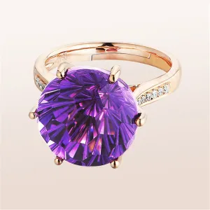 Purple Crystal & Cubic Zirconia Adjustable Ring