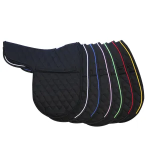 Quilted English Black Saddle Pad - 2 Colors, Select Piping