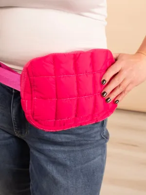 Quinn Quilted Belt Bag in Fuschia