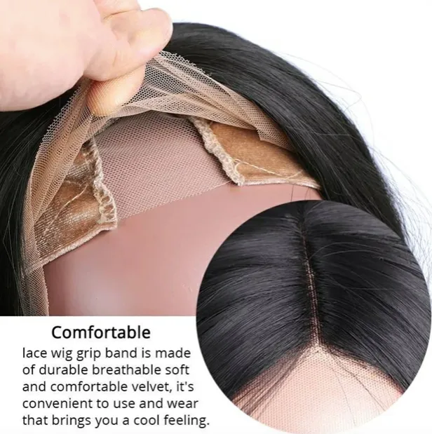 "Velvet wig grip" Swiss lace insert  (Black)