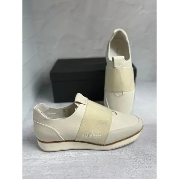 Rag &amp; Bone Women’s Sneakers NY Dylan Elastic Runner in Cream Size 41 (US 11)