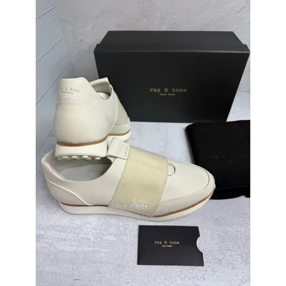 Rag &amp; Bone Women’s Sneakers NY Dylan Elastic Runner in Cream Size 41 (US 11)