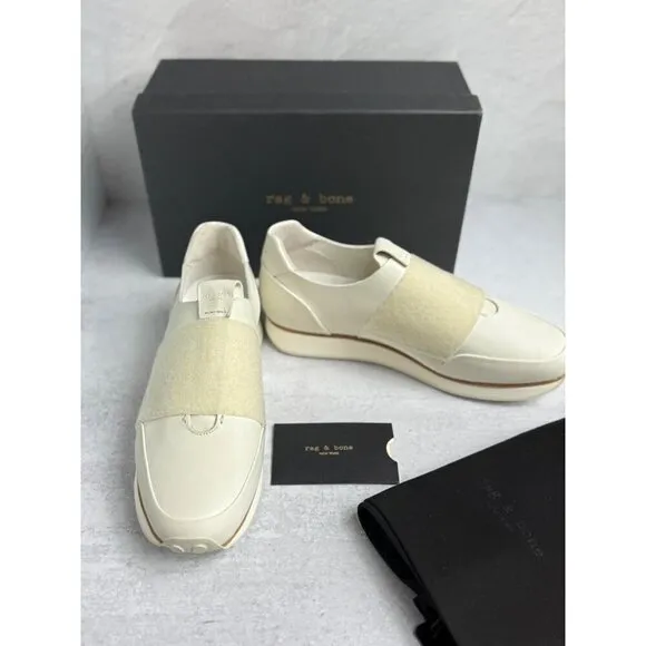 Rag &amp; Bone Women’s Sneakers NY Dylan Elastic Runner in Cream Size 41 (US 11)