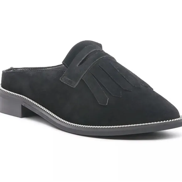 Rag &amp; Co Handcrafted NWT Size 6 Black Lena suede Mules