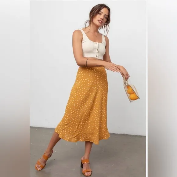 Rails Marigold Yellow London Anya Print Midi Swing Skirt, Size Medium, NWT
