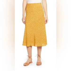 Rails Marigold Yellow London Anya Print Midi Swing Skirt, Size Medium, NWT