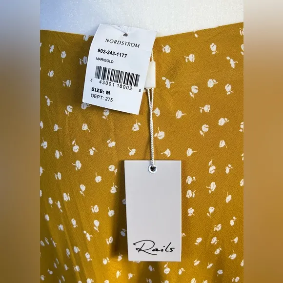Rails Marigold Yellow London Anya Print Midi Swing Skirt, Size Medium, NWT