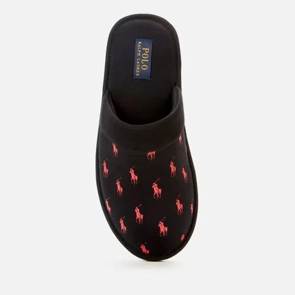 Ralph Lauren kollin multi logo‎ slippers  black 10