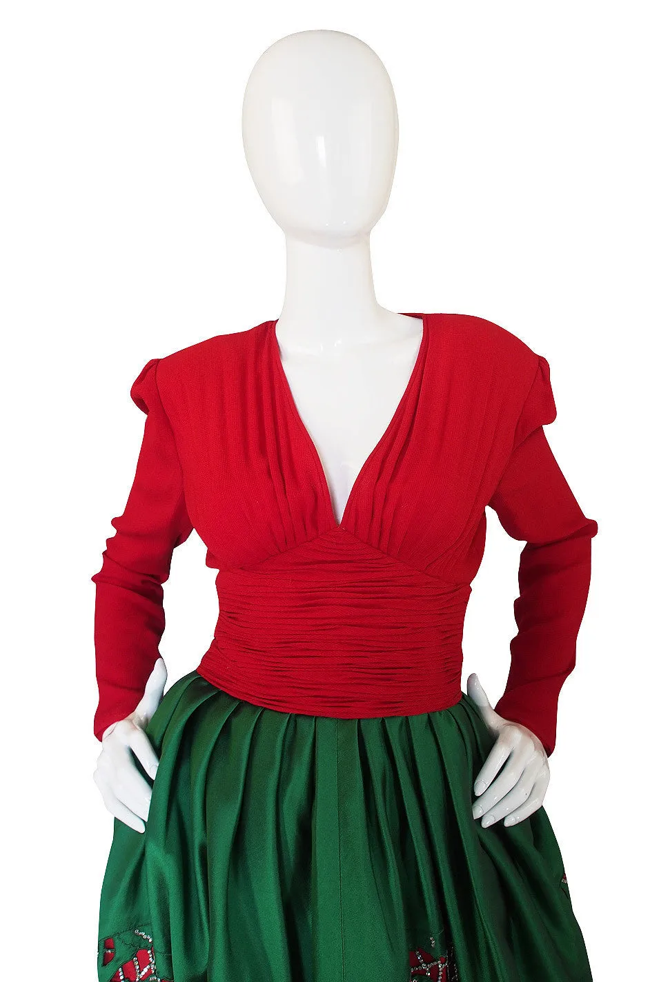 Rare 1988 Valentino Rhinestone Detailed "Cupid" Silk Gown