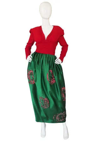 Rare 1988 Valentino Rhinestone Detailed "Cupid" Silk Gown
