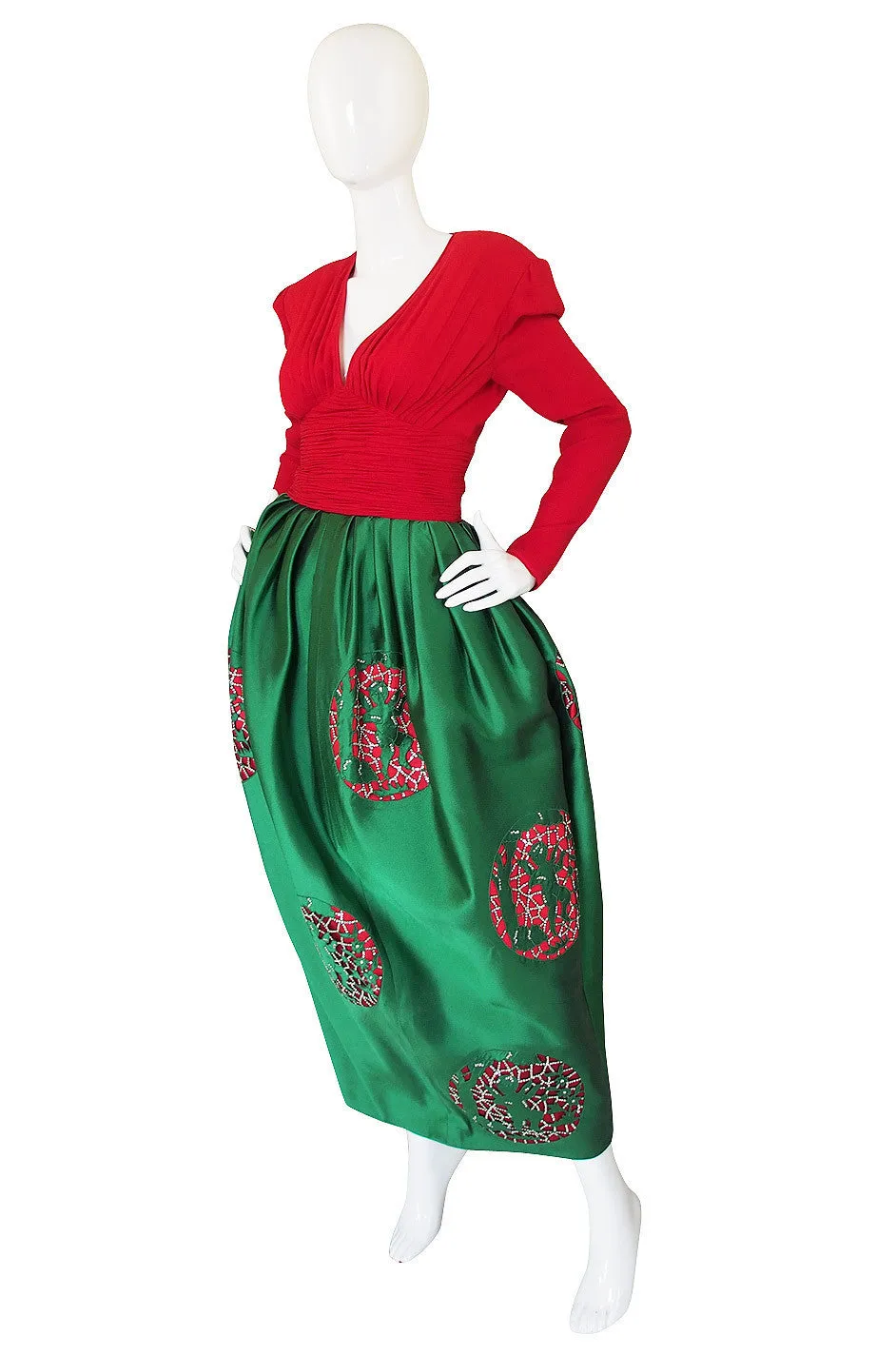Rare 1988 Valentino Rhinestone Detailed "Cupid" Silk Gown
