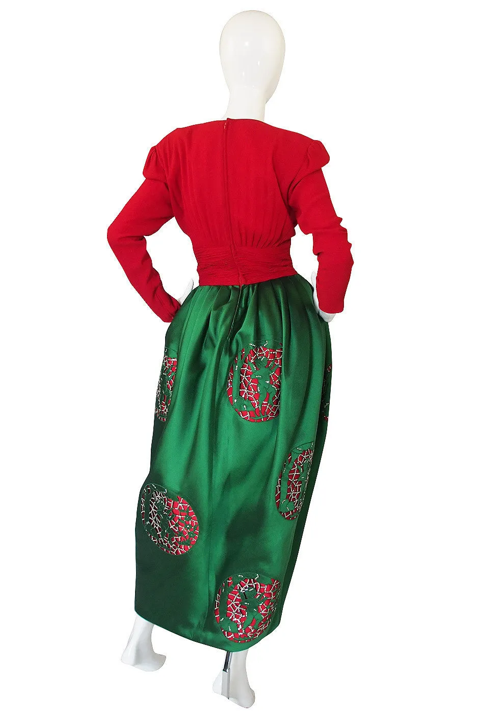Rare 1988 Valentino Rhinestone Detailed "Cupid" Silk Gown