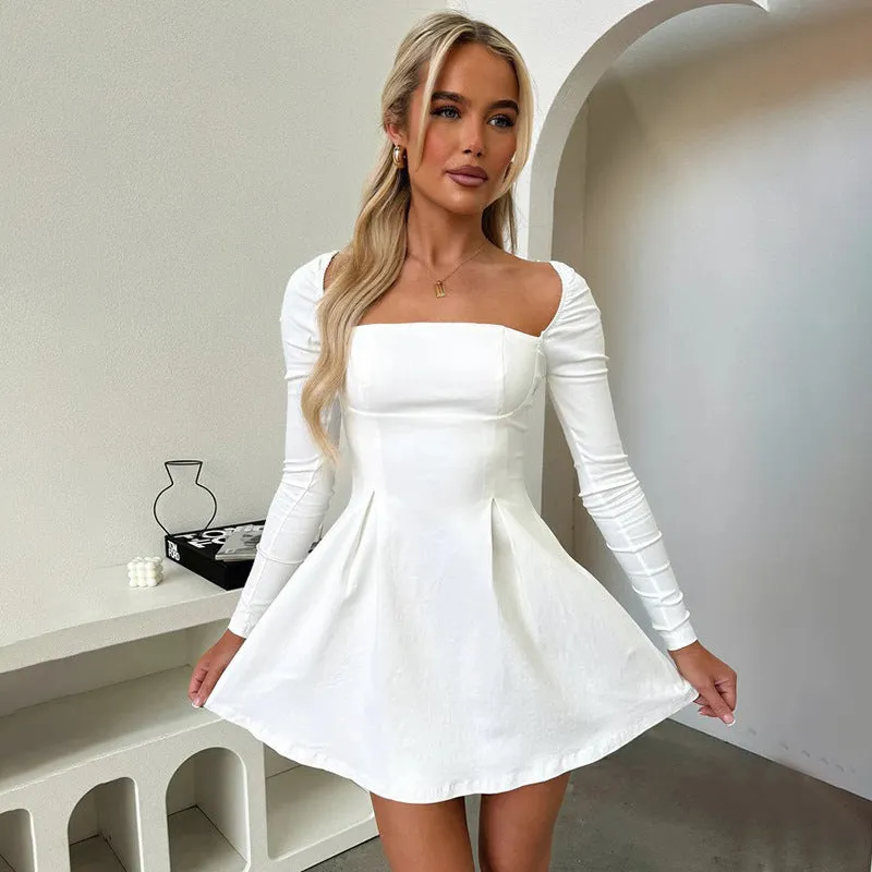 REALAIOT  Sanhu Lianjiang F24DS345 2025 women's clothing square collar halter bow decoration elegant simple dress wholesale