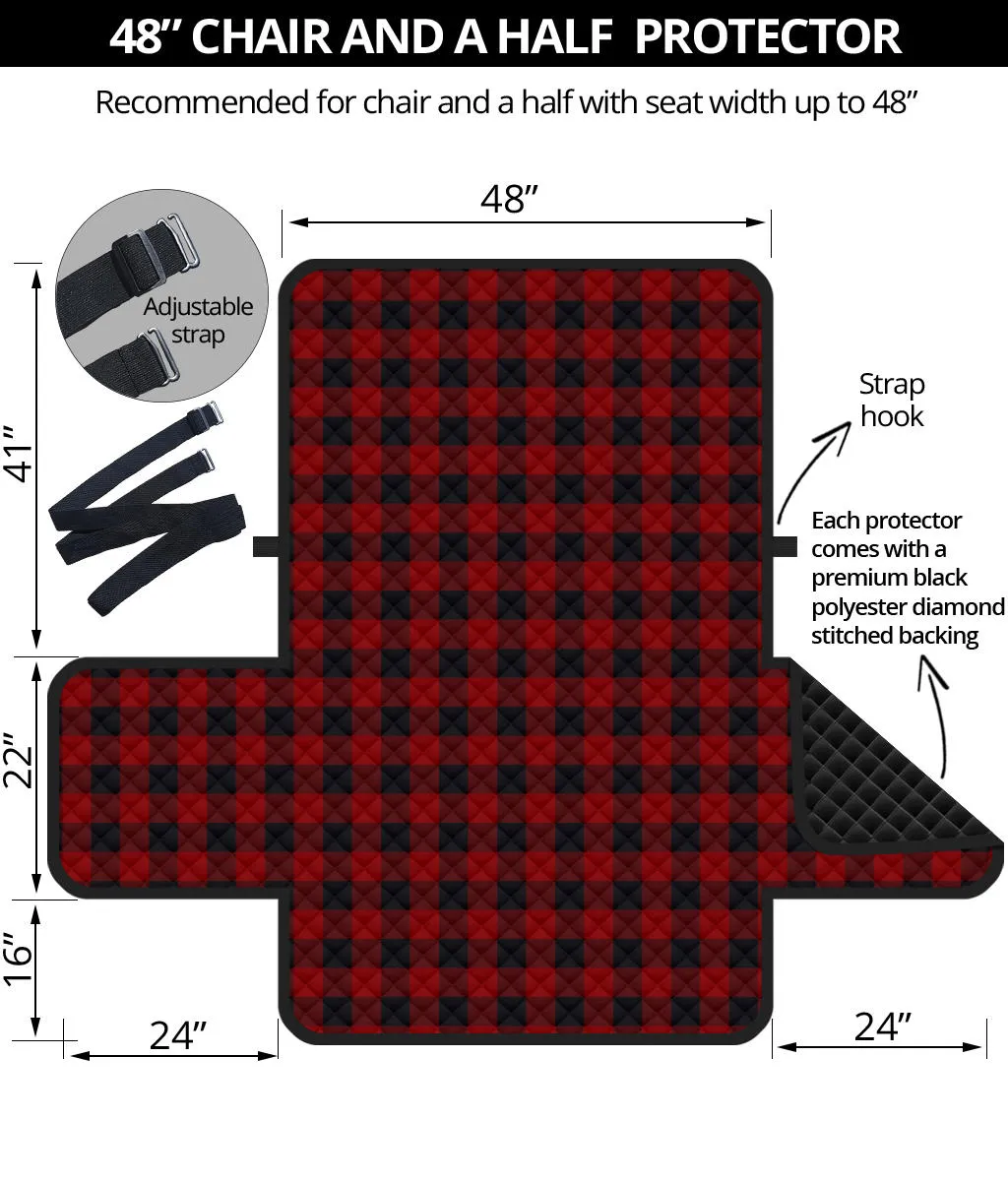 Red and Black 48" Chair and a Half Sofa Cover Couch Protector Farmhouse Country Home Decor