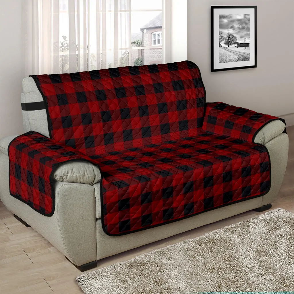 Red and Black 48" Chair and a Half Sofa Cover Couch Protector Farmhouse Country Home Decor