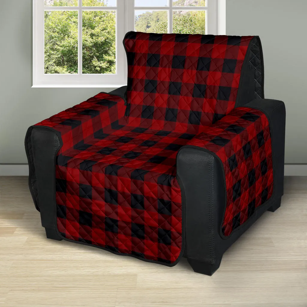 Red and Black Buffalo Plaid 28" Recliner Cover Protector Farmhouse Country Home Decor