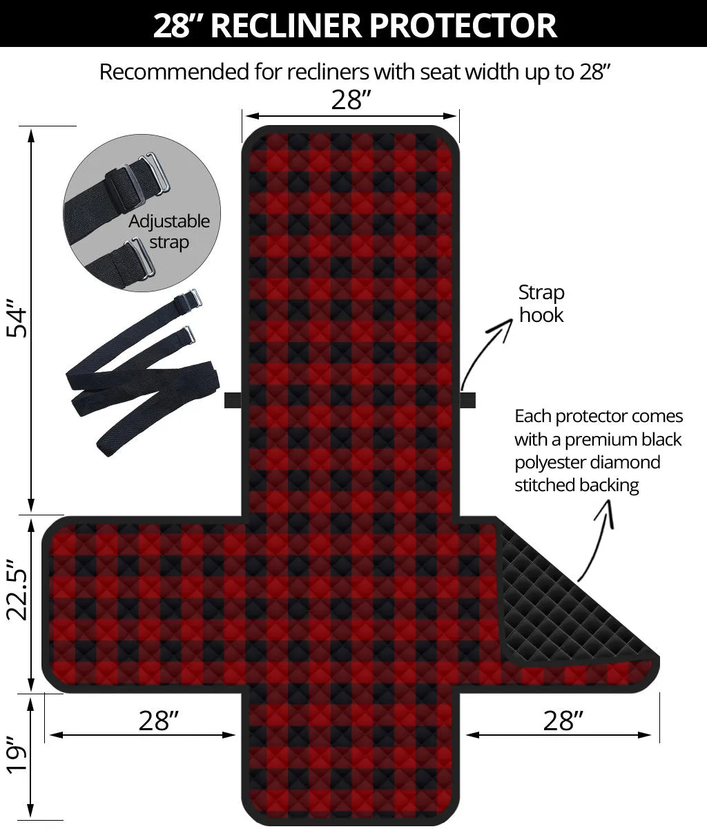Red and Black Buffalo Plaid 28" Recliner Cover Protector Farmhouse Country Home Decor