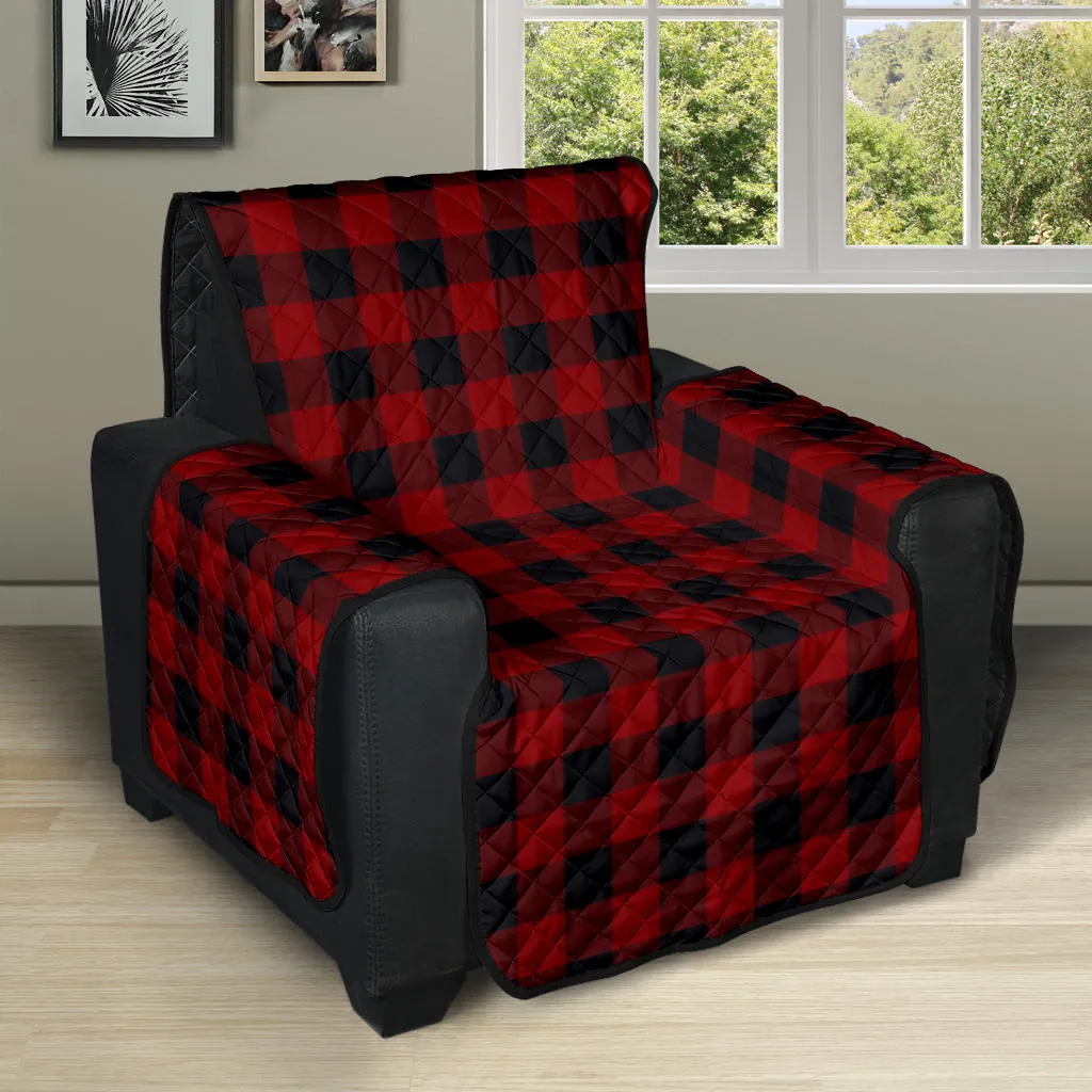 Red and Black Buffalo Plaid 28" Recliner Cover Protector Farmhouse Country Home Decor