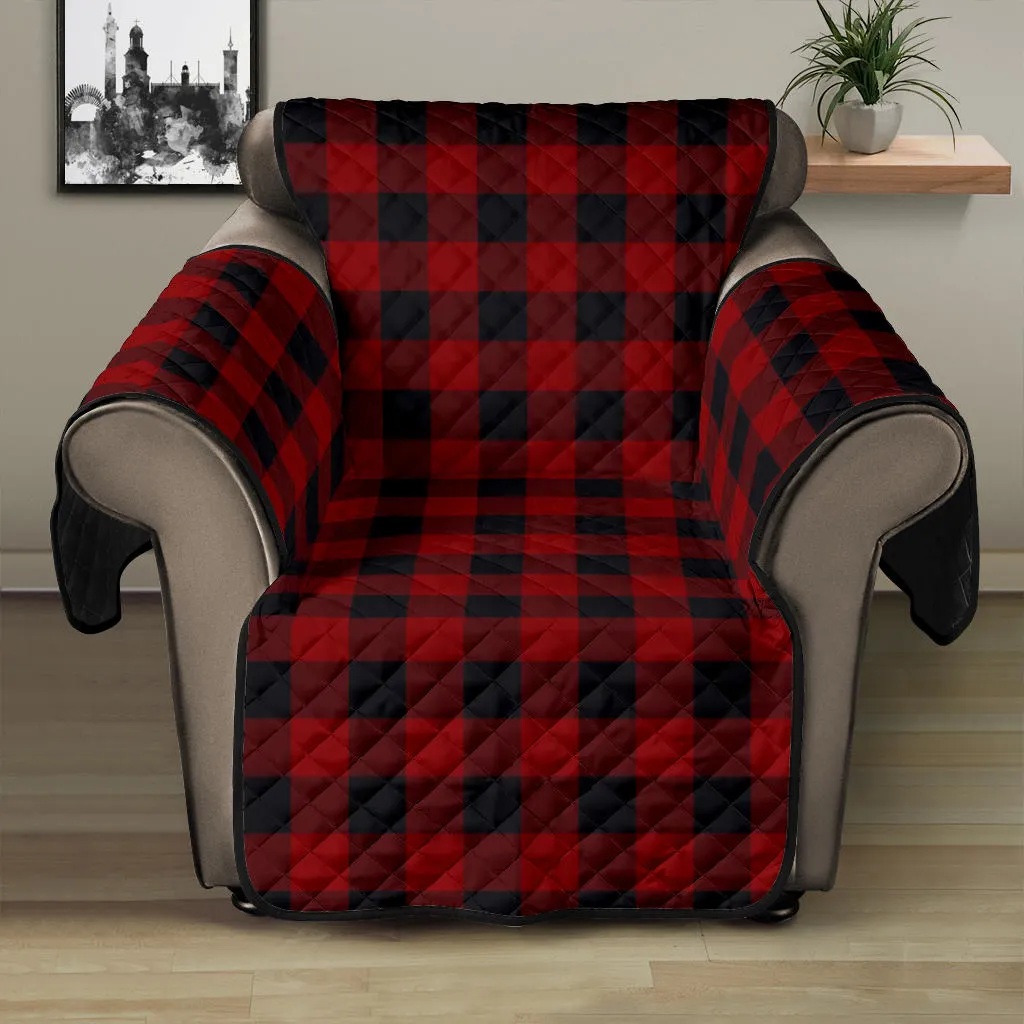 Red and Black Buffalo Plaid 28" Recliner Cover Protector Farmhouse Country Home Decor