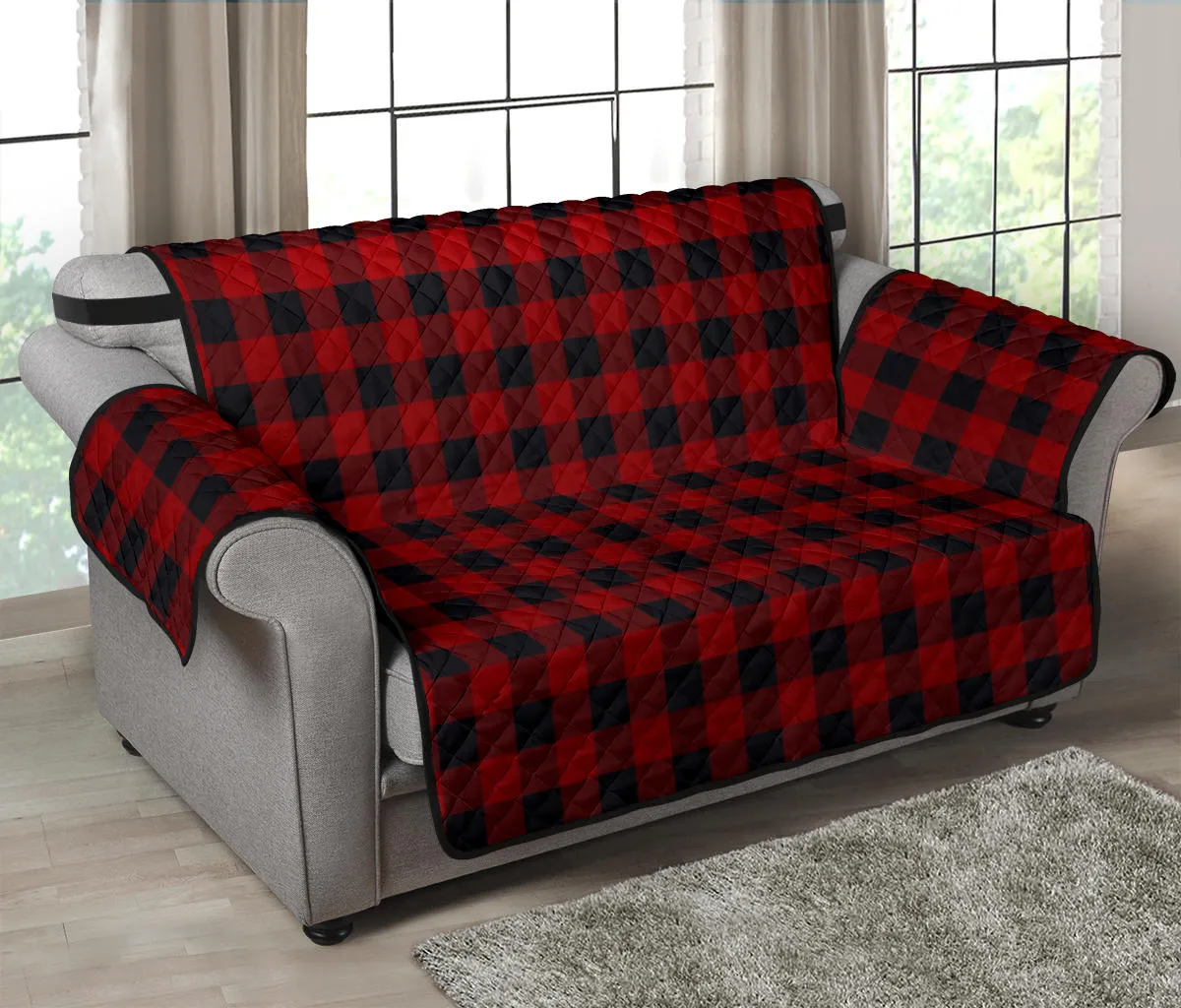 Red and Black Buffalo Plaid 54" Loveseat Protector Couch Cover Farmhouse Country Home Decor