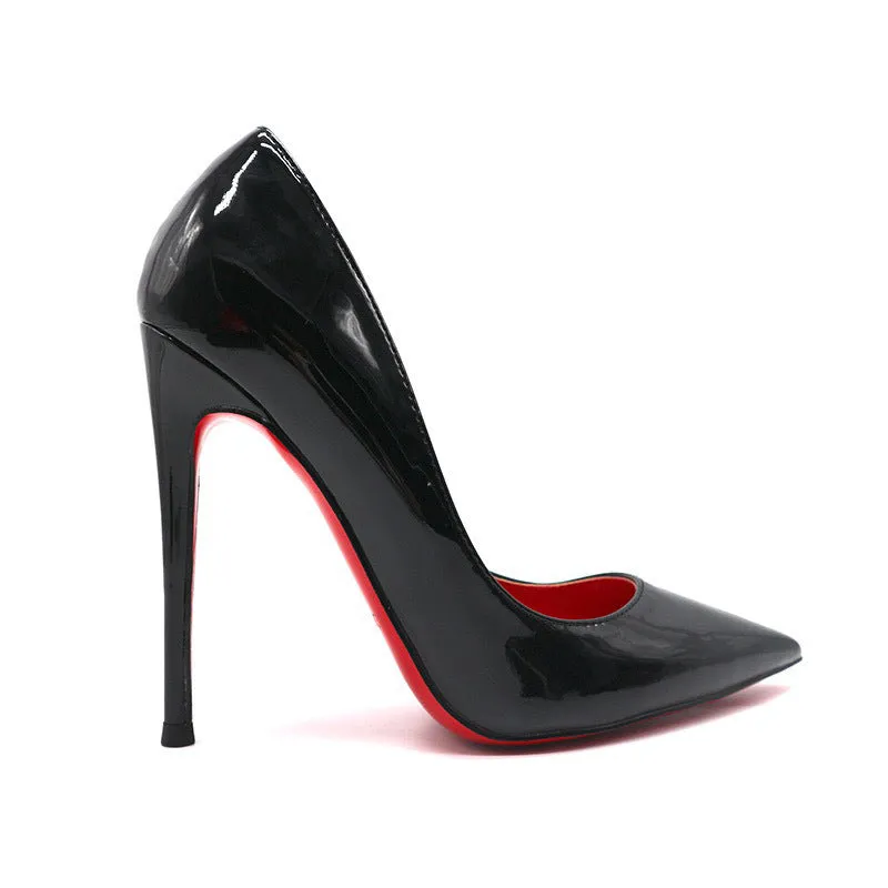 Red Background Stiletto Heel Pumps