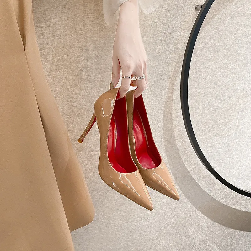 Red Background Stiletto Heel Pumps