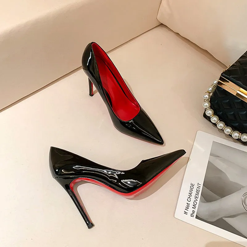 Red Background Stiletto Heel Pumps