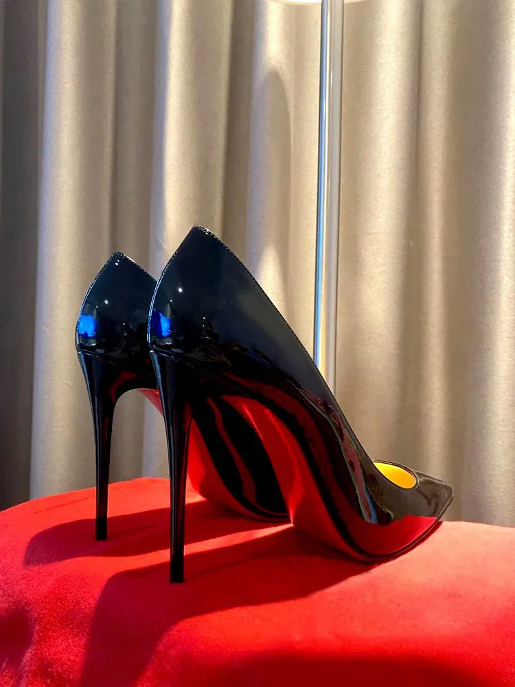 Red Background Stiletto Heel Pumps