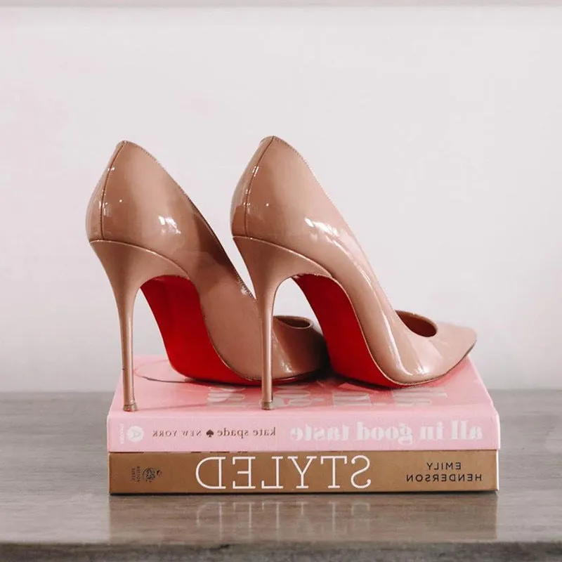 Red Background Stiletto Heel Pumps
