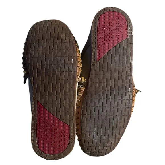 Red Tape Moccasin Shoes Mens Size 10 1/2 Tan Toned Genuine Leather Rubber Sole
