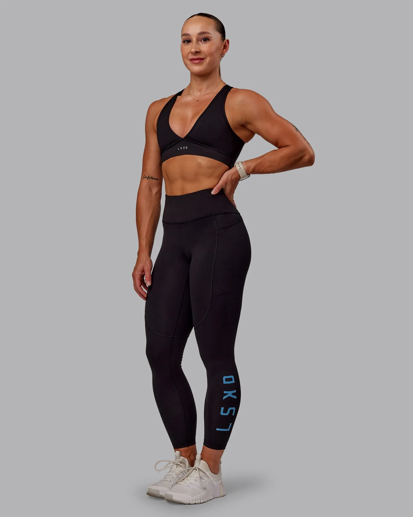 Rep 7/8 Length Tight - Black-Azure Blue