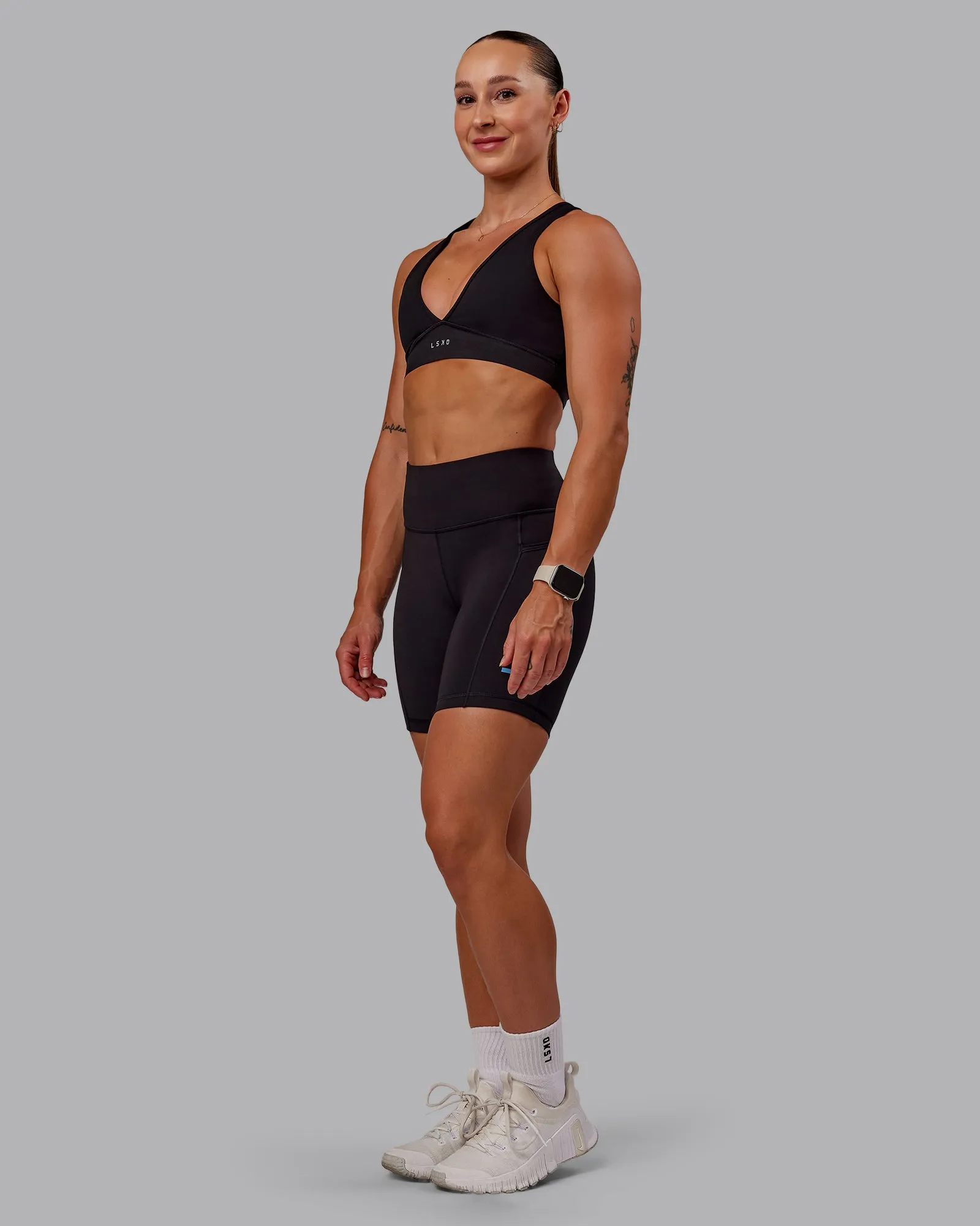 Rep Mid Short Tight - Black-Azure Blue
