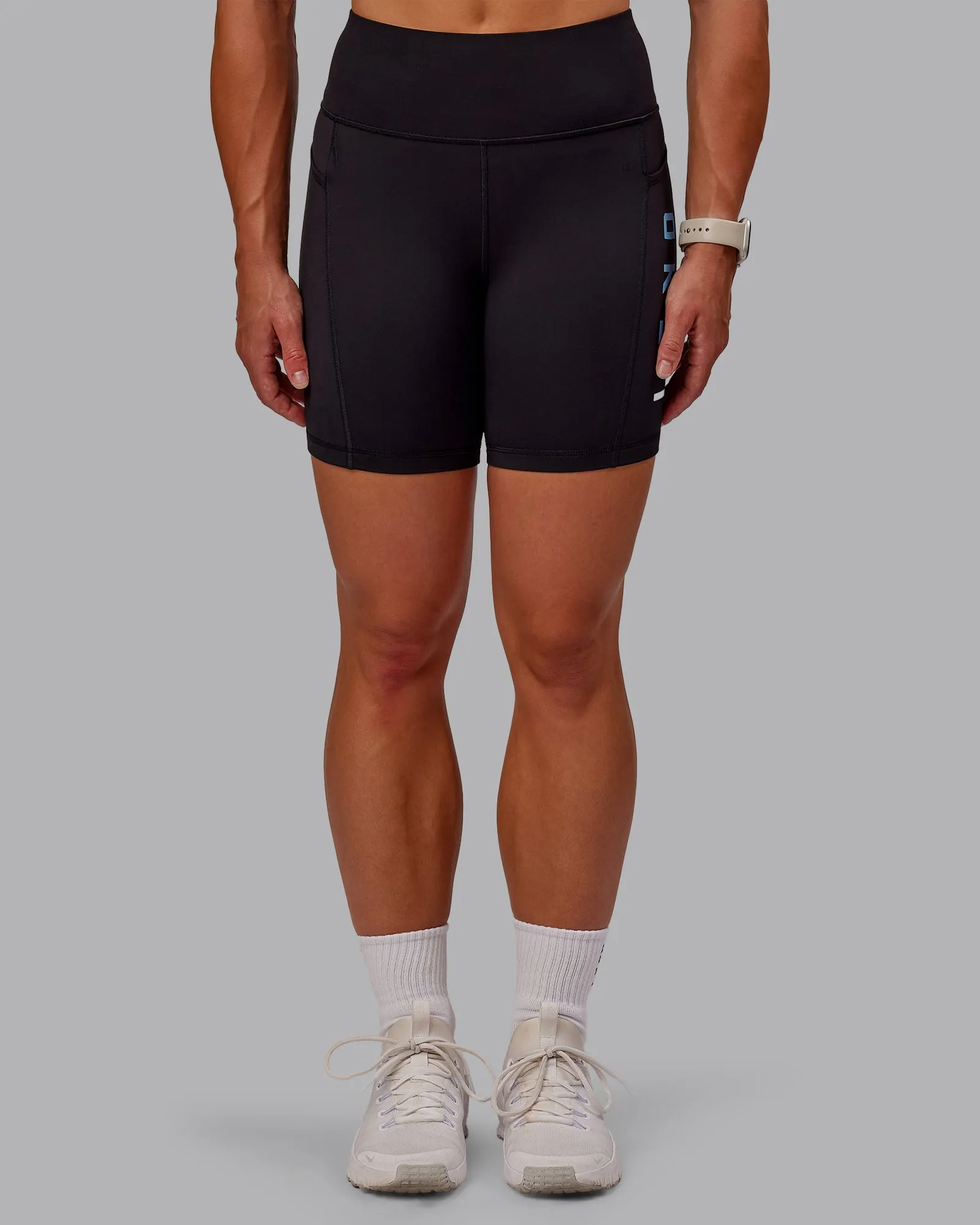 Rep Mid Short Tight - Black-Azure Blue