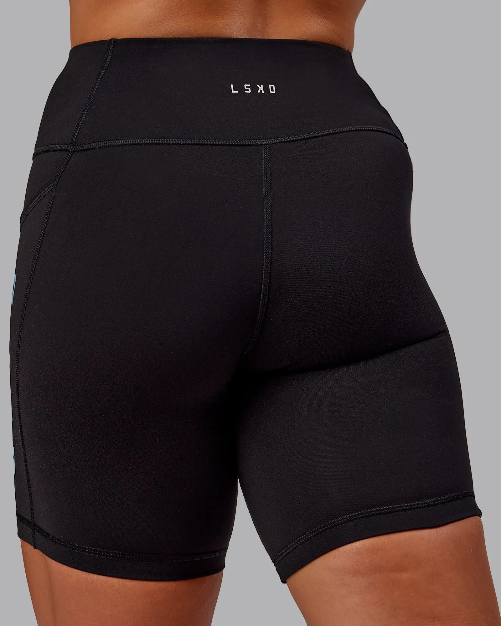 Rep Mid Short Tight - Black-Azure Blue