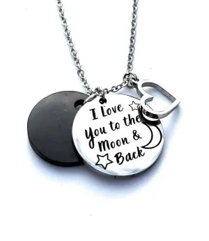 RETIRED - Shungite Pendant: Love You to the Moon & Back - Adjustable for Adults and Kids