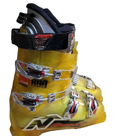 Retro Nordica Men's Sz 7 Mondo 25 Hot Rod Nitrous Ski Boots Bright Yellow