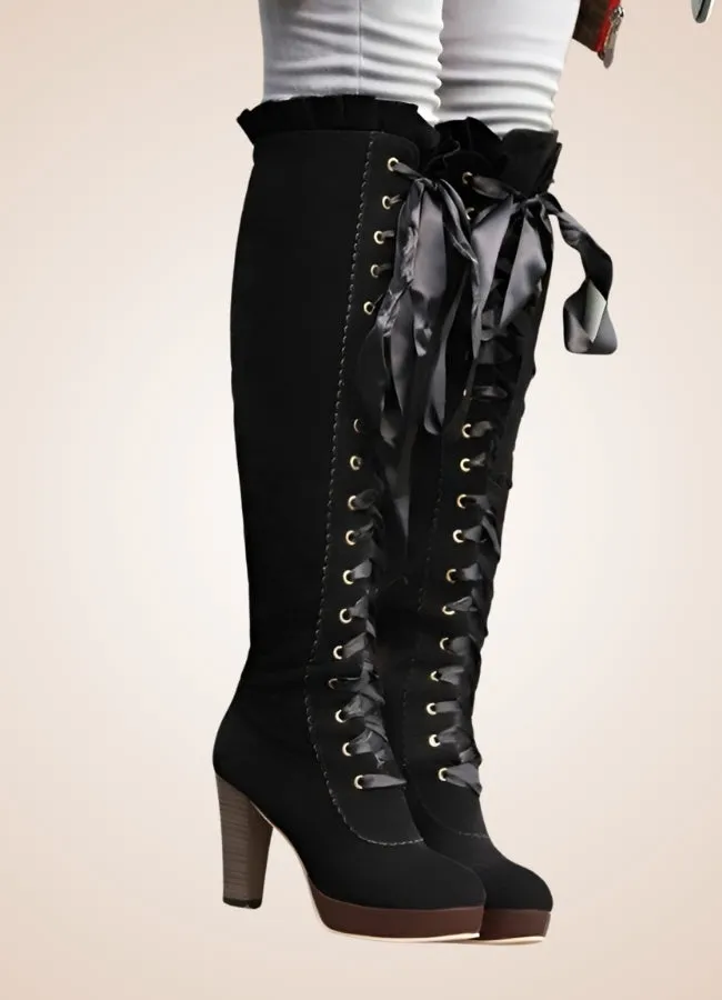 Ribbons Lace Steampunk Boots