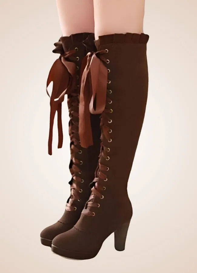 Ribbons Lace Steampunk Boots