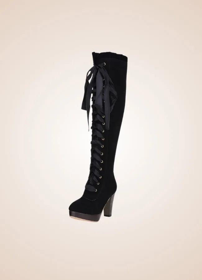 Ribbons Lace Steampunk Boots