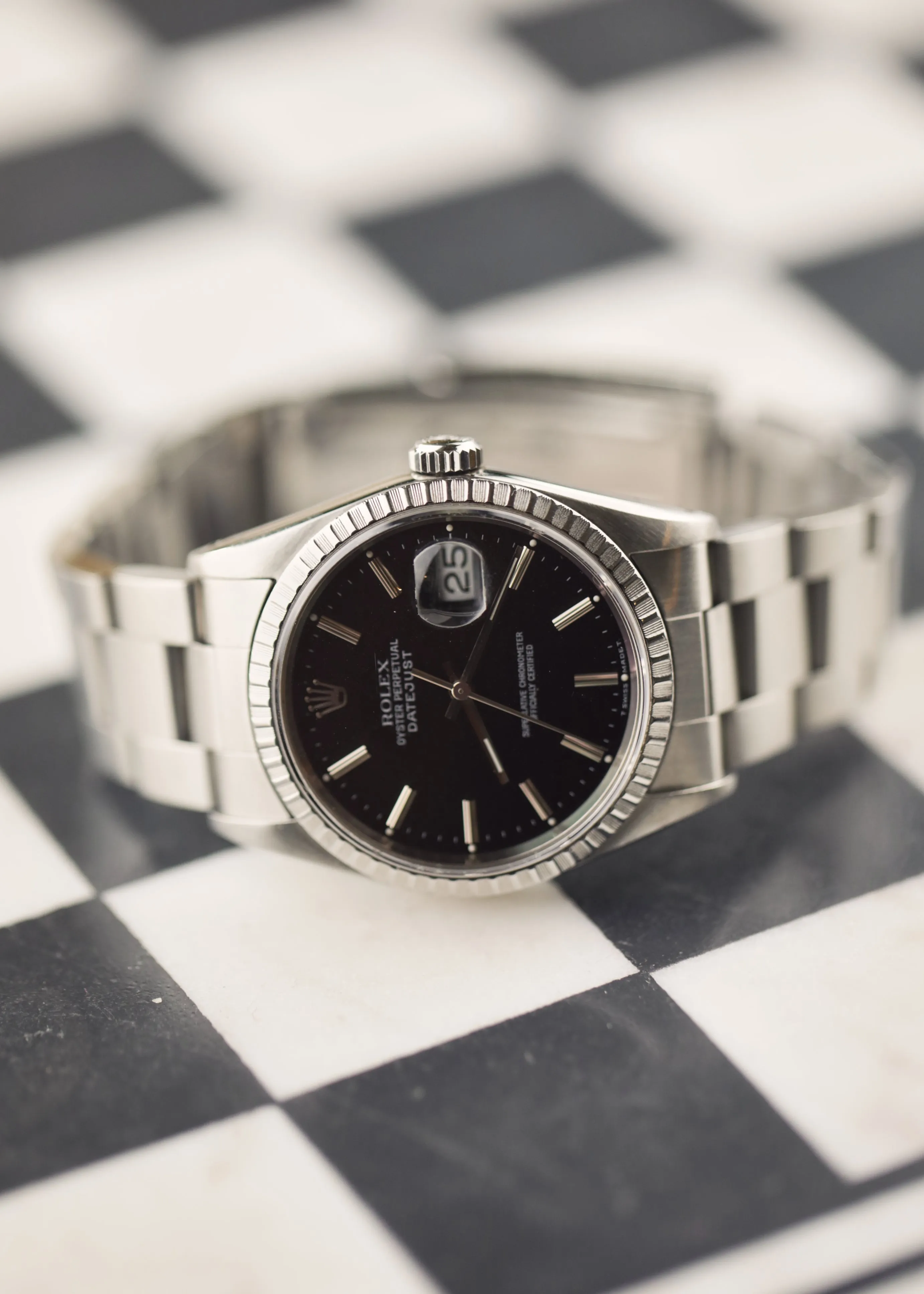 Rolex Datejust 16220 Black 'Sandy' Dial w/Papers - 1990