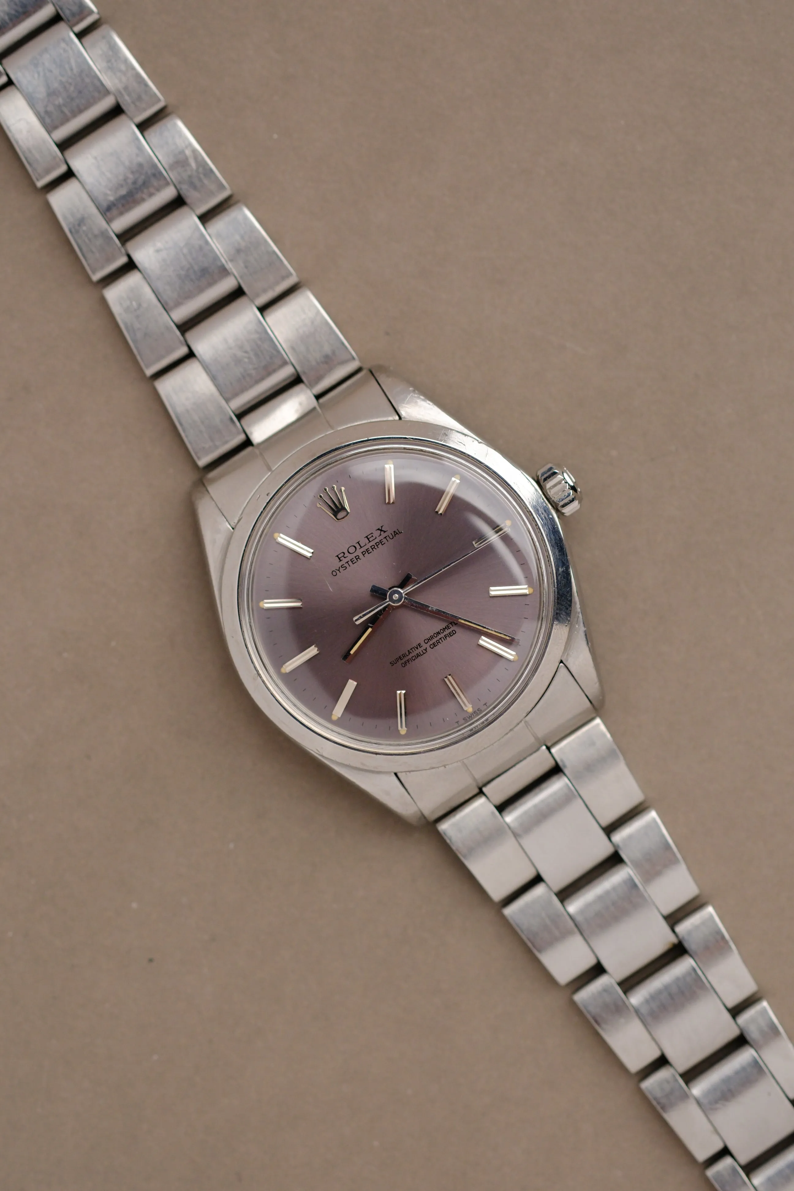 Rolex Oyster Date 1002 Lavender Dial w/ Service Paper - 1968
